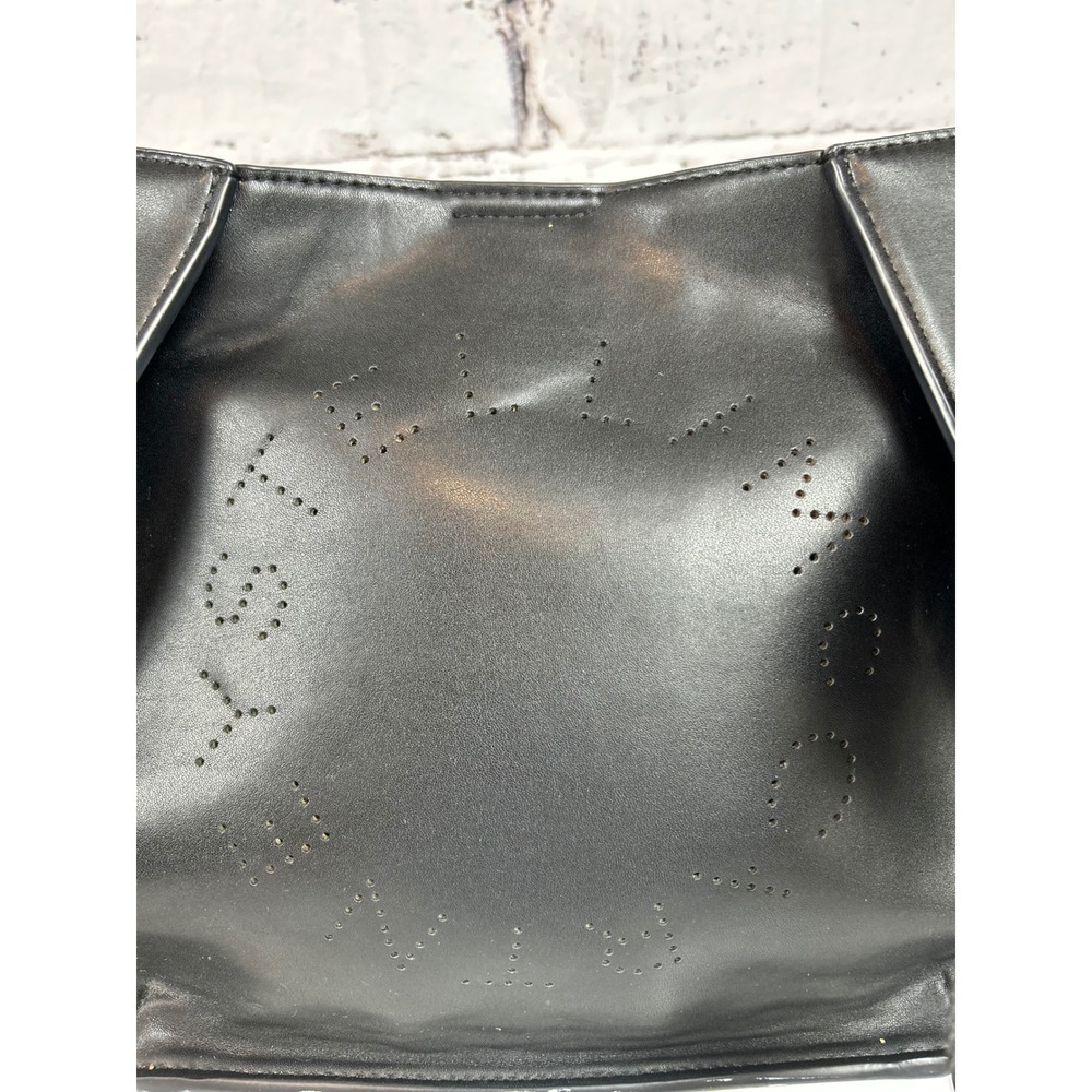 Stella McCartney Black Shoulder Bag Logo Perforated Strap Gold Hardware - Picture 7 of 14